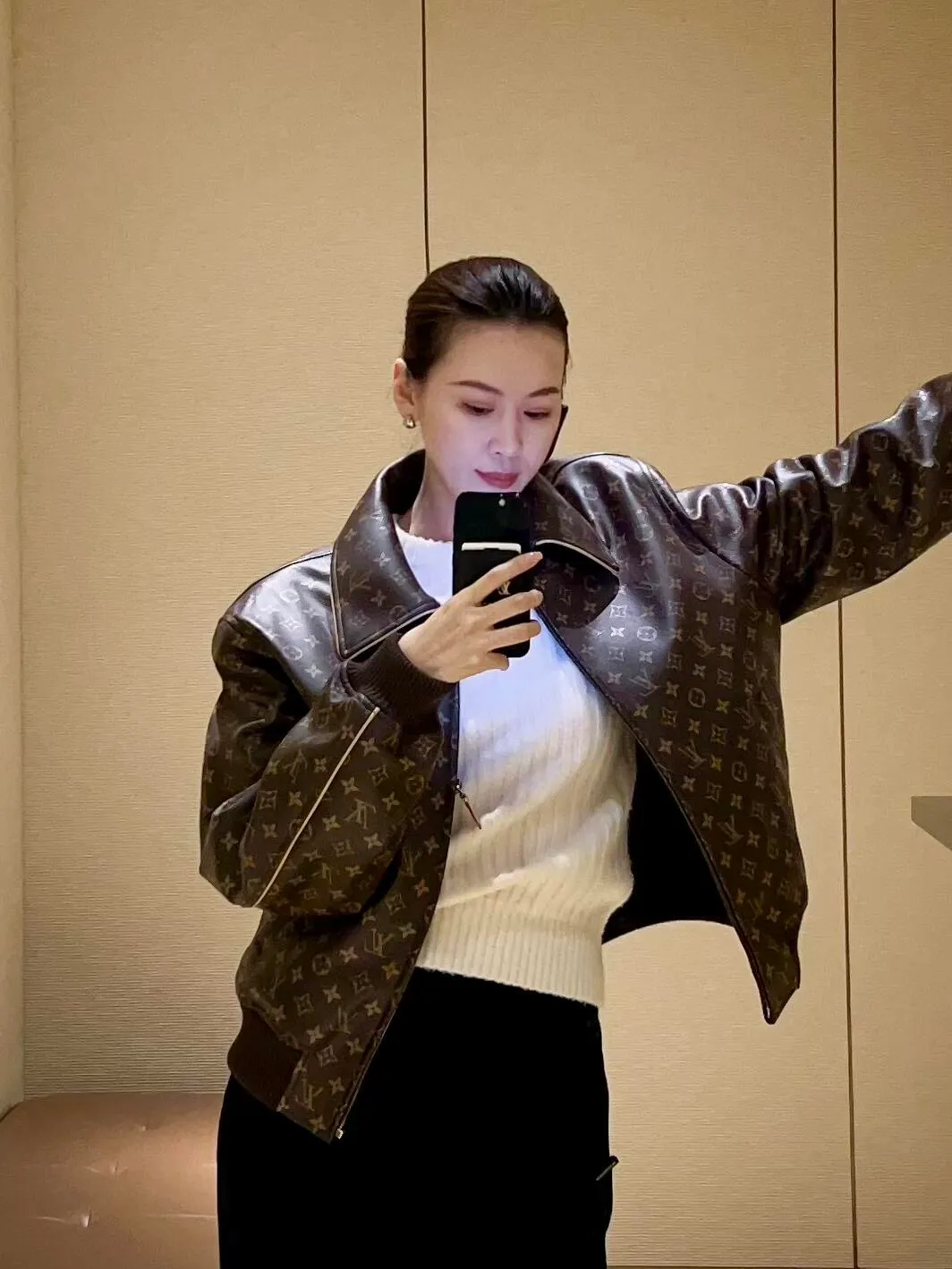 Louis Vuitton/Louis Vuitton old flower printed leather jacket